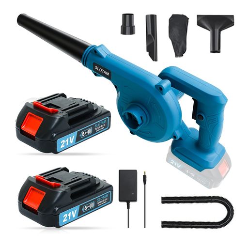 他サイト： ブロワー 充電式ブロワ ブロアー 小型 1台2役 大容量バッテリ一2個搭載 洗車後の水滴吹き飛ばし ブルーの商品画像