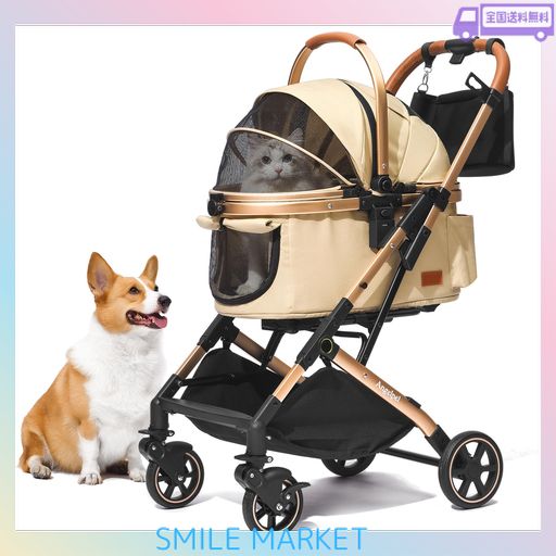 他サイト： ANGELPET ペットカート 分離型 【特許登録済み】猫 犬用 バギー いぬ用 4輪 前輪360°回転 前後輪ブレーキ付き 組の商品画像