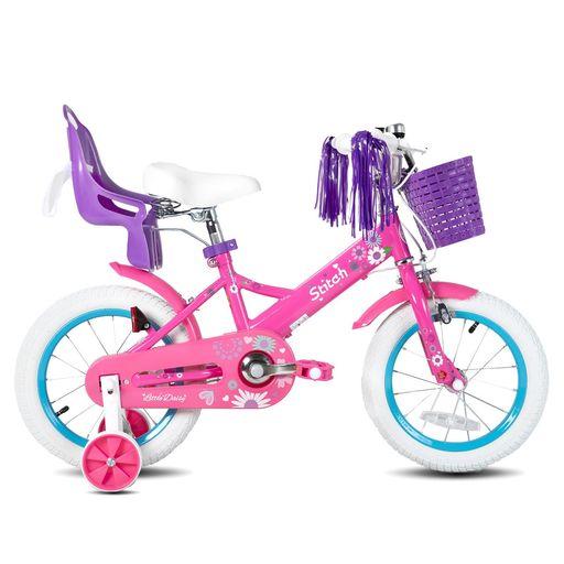他サイト： JOYSTAR 子供用自転車 12、14、16インチ STITCH 人形用シート カゴ ポンポン こども 幼児 自転車 バイク の商品画像