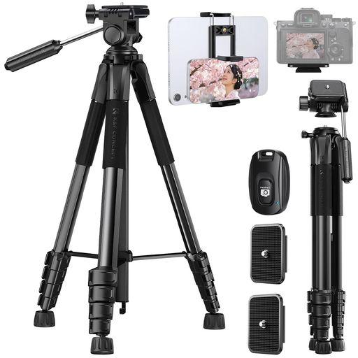 他サイト： カメラ三脚 K&F CONCEPT190CM カメラ 三脚 スマホ三脚 軽量三脚 コンパクト トラベル三脚 5段階伸縮 360°の商品画像