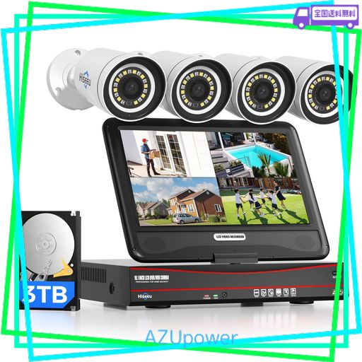 他サイト： 【500万画素・POE有線接続】HISEEU防犯カメラ 増設自由 H.265圧縮 3TB HDD内蔵 有線接続監視カメラ 500の商品画像