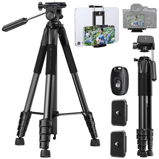 他サイト： カメラ三脚 K&F CONCEPT190CM カメラ 三脚 スマホ三脚 軽量三脚 コンパクト トラベル三脚 5段階伸縮 360°の商品画像