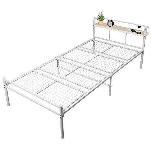 他サイト： WLIVE パイプベッド ベッドフレーム 棚付き コンセント付き ベッド パイプ カビ防止 ギシギシしない 耐荷重200KG シの商品画像