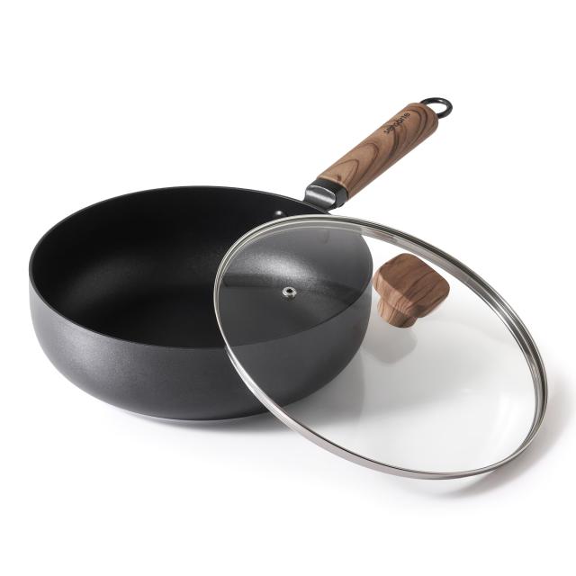 他サイト： SENSARTE 深型フライパン 24cm ガラス蓋付き IH対応 ガス火対応 均一加熱 こびりつきにくい 炒め鍋 深型設計 多の商品画像
