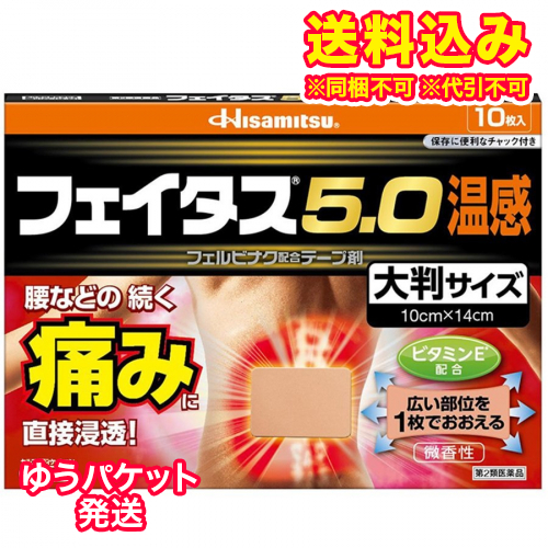 他サイト： ゆうパケット)【第2類医薬品】フェイタス5.0 温感 大判 10枚【セルフメディケーション税制対象】の商品画像