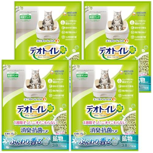 他サイト： デオトイレ 猫用 サンド 香る消臭 抗菌サンド グリーン 3.8L×4個 おしっこ ペット用品 ユニチャームケース販売の商品画像