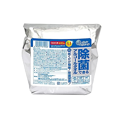 他サイト： エリエール ウェットティッシュ 除菌 アルコールタイプ 大容量 つめかえ用 400枚 除菌できるアルコールタオルの商品画像