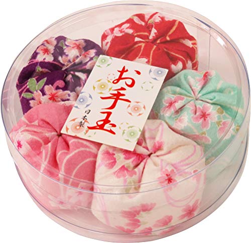 他サイト： まつみ工芸 日本製 お手玉 丸プラケース入り 桜柄 5個入 和柄の商品画像
