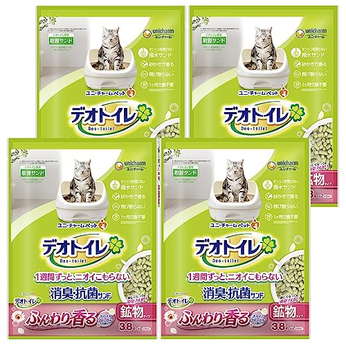 他サイト： デオトイレ 猫用 サンド 香る消臭 抗菌サンド ホワイトフローラル 3.8L×4個 おしっこ ペット用品 ユニチャーム[ケース販の商品画像