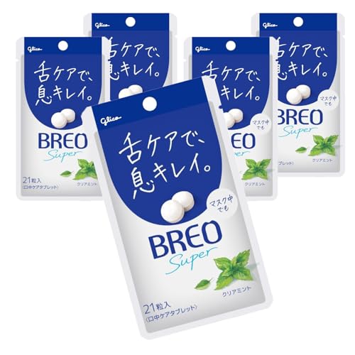 他サイト： BREO(ブレオ) SUPER クリアミント 17g×5個 江崎グリコ 口中ケア タブレット シュガーレス 舌ケア 息キレイ 舌の商品画像