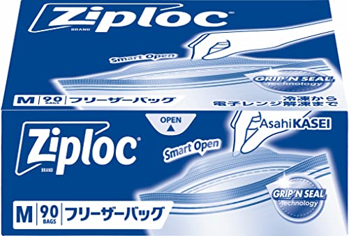他サイト： Ziploc 大容量ジップロック フリーザーバッグ M 90枚入の商品画像