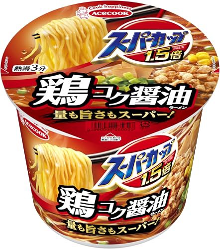 他サイト： まとめ買い 満足 大容量 エースコック スーパーカップ1.5倍 しょうゆラーメン 109g×12個の商品画像