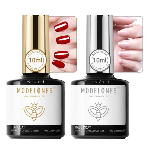他サイト： MODELONES ジェルネイル トップコート ベースコート 10ML 2本セット ノンワイプ 拭き取り不要 大容量 速乾 ジェの商品画像