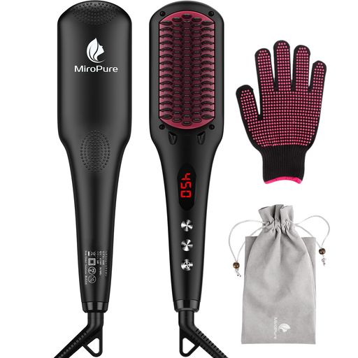 他サイト： ストレートブラシ ヘアアイロンブラシ ヒートブラシ ダブルマイナスイオン 温度ロック機能 静電気防止 スピーディ 疲労回復 火傷の商品画像