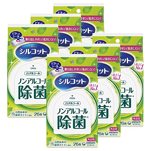 他サイト： シルコット まとめ買い ノンアルコール除菌 ウェットティッシュ 外出用 26枚×6の商品画像