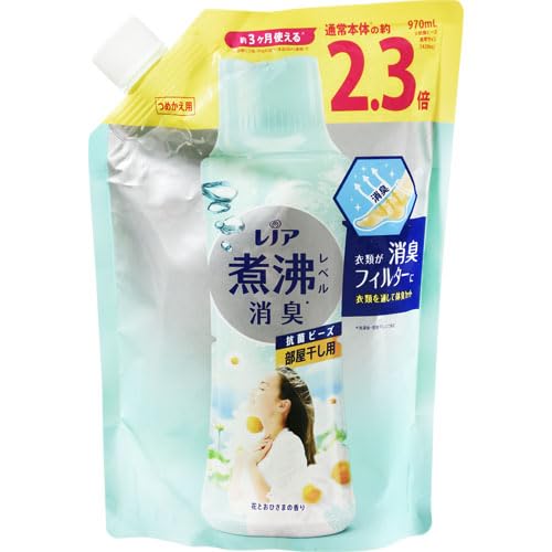 他サイト： レノア 煮沸レベル消臭 抗菌ビーズ 部屋干し 花とおひさまの香り 特大 詰め替え 970mLの商品画像