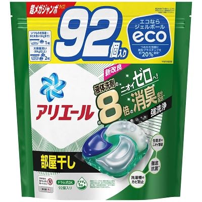 他サイト： P&Gアリエール ジェルボール 4D 部屋干し用 つめかえ用 超メガジャンボサイズ 92個入の商品画像