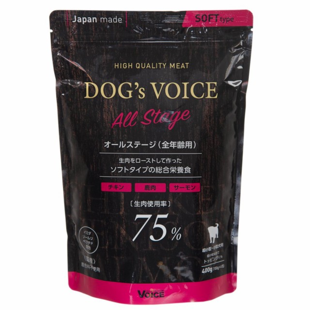 他サイト： ドッグヴォイス オールステージ 75 ローストチキン&鹿肉&サーモン 400g ドッグフードの商品画像