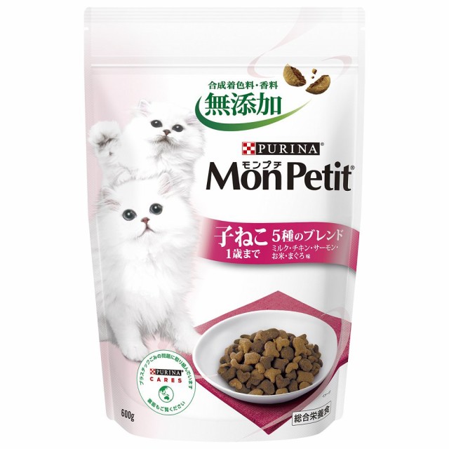他サイト：  モンプチ ドライ バッグ 子ねこ5種のブレンド ミルク・チキン・サーモン・お米・まぐろ味 600g キャットフードの商品画像