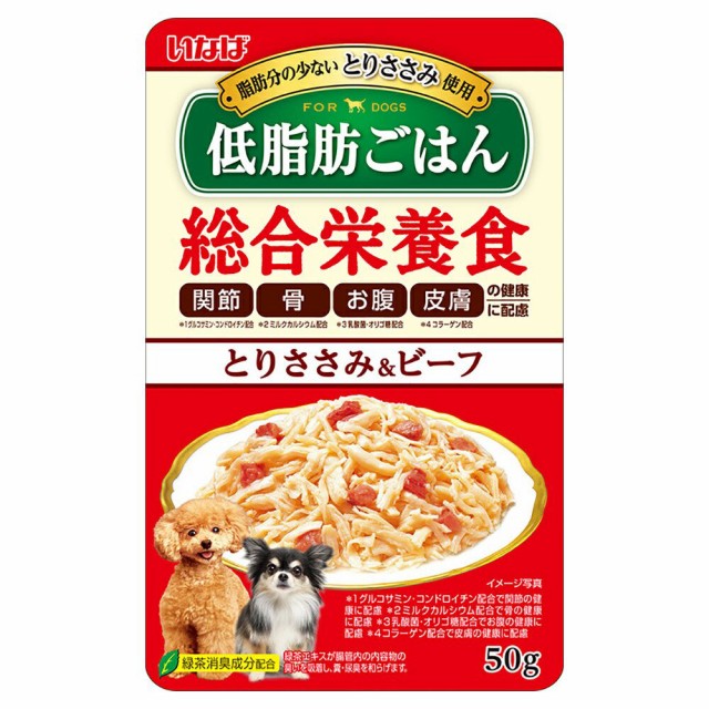 他サイト： いなば 低脂肪ごはん とりささみ&ビーフ 50g×16袋 ドッグフードの商品画像