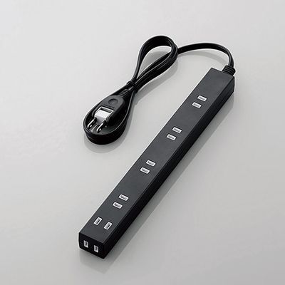 他サイト： エレコム 電源タップ 1m コンセント 延長コード タップ 差込口の間隔が広い 幅広スリムタップ 雷ガード内蔵 ほこり防止シャッの商品画像