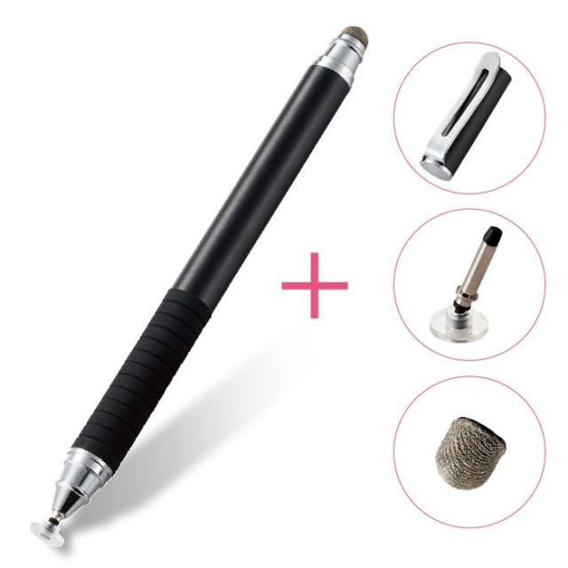 他サイト： 【メール便での発送商品】タッチペン 2WAY 導電繊維 ディスクタイプ タブレット スマホ ブラック オンライン学習 小学生 中の商品画像