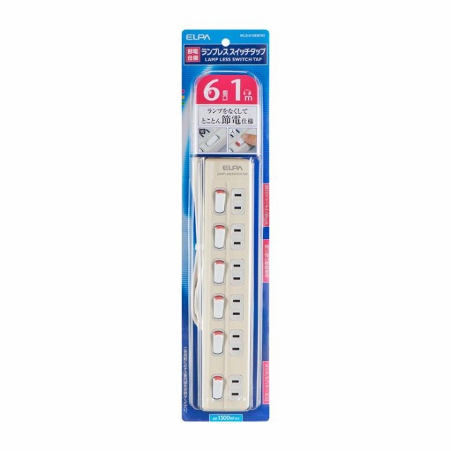 他サイト： 朝日電器 【送料無料】4901087207657 ランプレスタップ6P1m WLS-610EB(W)の商品画像