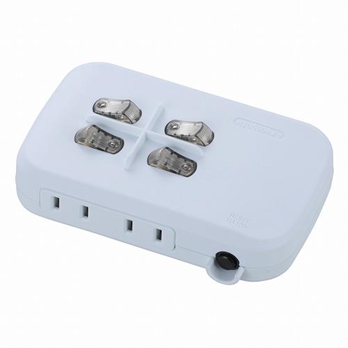 他サイト： オーム電機(OHM) HS-A1759W LED個別スイッチ付き 節電タップ 4個口 00-1759の商品画像