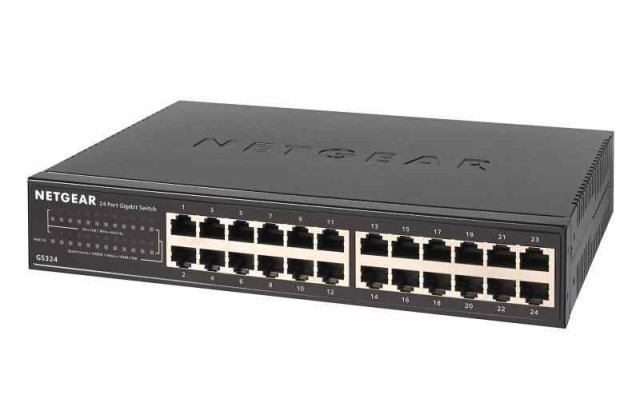 NETGEAR スイッチングハブ アンマネージ GS324 ギガビット 24ポート ラックマウント型 静音ファンレス 省電力設計 3年保証