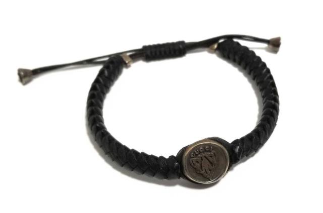 少し豊富な贈り物 Gucci レザー アクセサリー クレスト 編み込みレザー 黒 ブラック メンズ レザーブレス ブレスレッ レザー クレストブレスレット グッチ ブレスレット Revuemusicaleoicrm Org