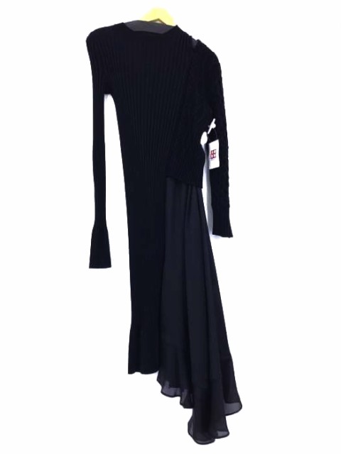 Web特価 Sacai サカイ Bi Material Asymmetrical Knit Dress レディース Jpn 1 ブランド古着バズストア メール便4 レディースファッション ワンピース Repertoiremag Com