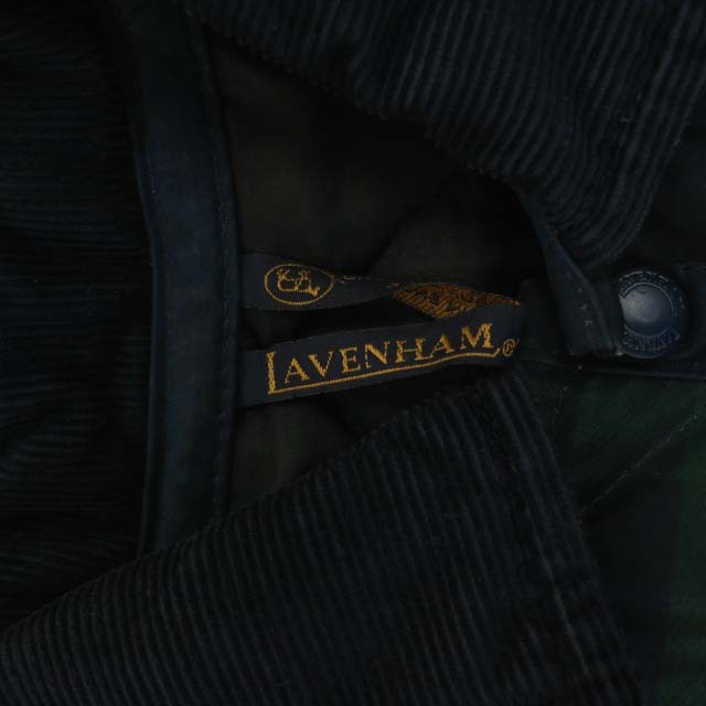 LAVENHAM(ラベンハム) キルティングジャケット ステンカラー 切替 チェック 英国製 36 緑 グリーン /MF レディース 36