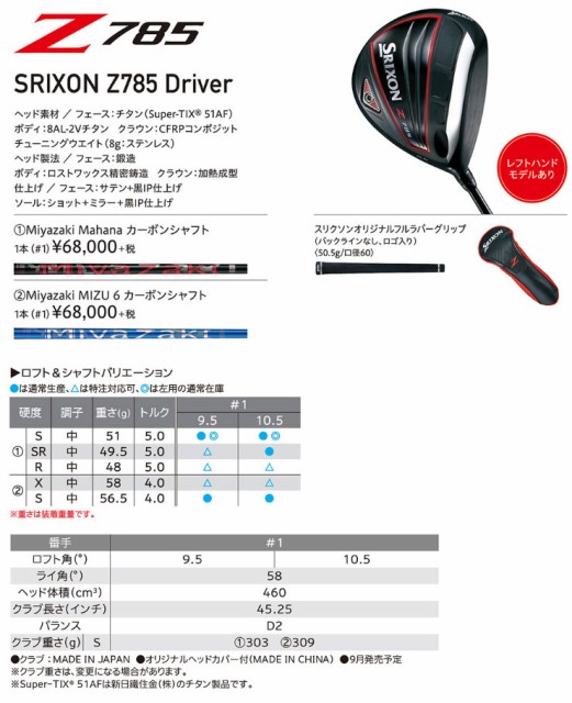 格安国産 スリクソン Z785 ドライバー Miyazaki Mahana シャフトの通販はau PAY マーケット - ゴルフプラザ グリーンフィル|商品ロットナンバー:317169372 特価通販