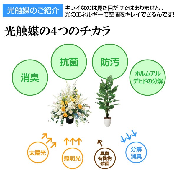 光触媒により消臭・抗菌・防汚・ホルムアルデヒドの分解効果があります。