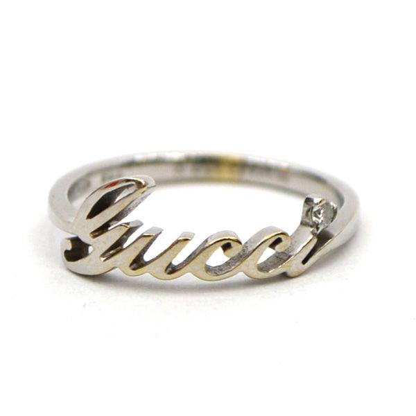即出荷 Gucci グッチ リング ロゴ 1p ダイヤ リング 750 マーケット K18wg 10号 ブランド リング 指輪 アクセサリー キャンプ 中古携帯 スマホ買取 9e5960f0 Mikylejessen Com