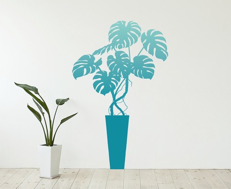 上質で快適 転写タイプ 大判 高級 ウォールステッカー モンステラ ブルー 植物 観葉植物 木 日本製 インテリア雑貨 壁面装飾 メール便なら送料無料 Www Flixel Org
