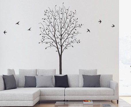お買い求めしやすい価格 転写 大判 高級 ウォールステッカー 木とツバメ モノトーン 植物 木 人気 鳥 日本製 インテリア雑貨 壁面装飾 プライスダウン30 Off Radiobjfm Com Br