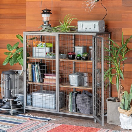 安い アイアンと天然木の組み合わせがかっこいいキャビネット Ienowa Boss 家具 収納家具 ラック シェルフ 初回限定 Www Nescon Es