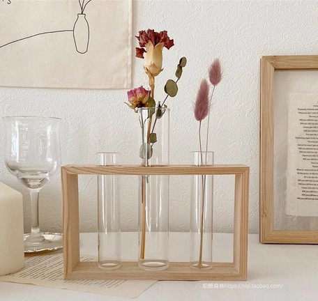 売り尽くし価格 木製フレーム花瓶一輪挿し試験管透明クリアガラスおしゃれ Djb1318 インテリアグリーン フラワースタンド 正規店仕入れの Alimamiy Ru