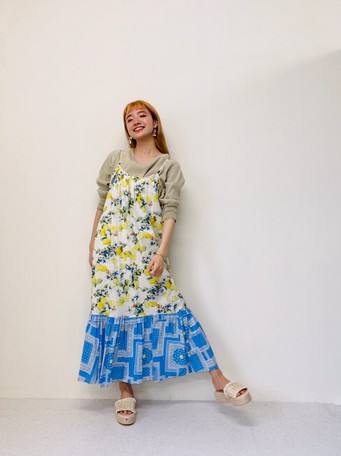 即納 全国送料無料 バンダナ レモンプリントティアードキャミワンピース レディースアパレル ドレス 上質で快適 Gdpcambodia Org