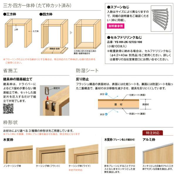 室内ドア ラフォレスタ TT 片開きドア ケーシング枠 ケーシングセット 樹脂パネル付 錠無 付 YKKap リビングドア ykk 室内 建具 扉 交換 リフォーム DIY - 19