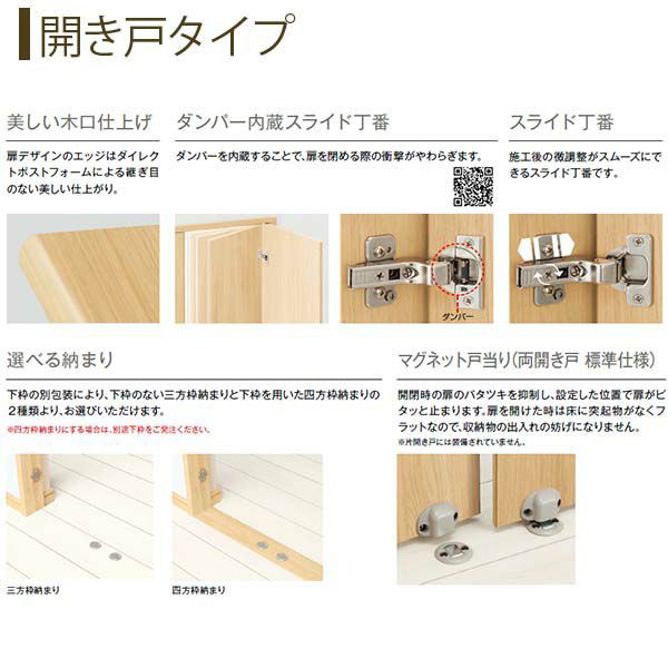 お手軽価格で贈りやすい クローゼットドア 2枚折戸 A36 ノンケーシング枠 三方枠 18223 W1823×H2333mm ラフォレスタF フラットデザイン  YKKap 室内ドア 収納 建具 扉 リフォーム DIY