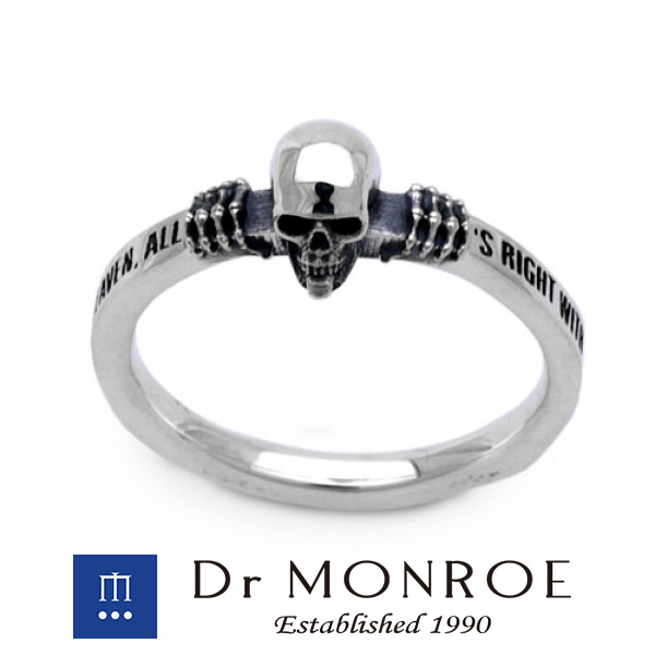 ラッピング無料 返品も保証 ドクターモンロー Dr Monroe スモールスカルリング スカル 骸骨 ドクロ 英語 英字 英文 メッセージ ブランド スカル 値下げ Carlavista Com
