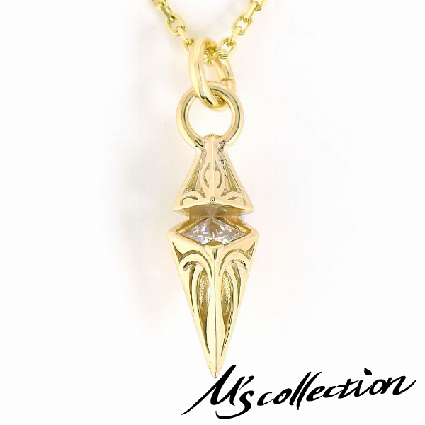 素晴らしい ミニ ホワイトジルコニア K10ゴールド エムズコレクション ペンダント イエロ ブランド ネックレス メンズ ネックレス K10チェーン付き ペンダントトップ Sutevalle Org
