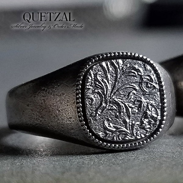 Quetzal スクロールシグネットリング リング 7号～17号 ブランド