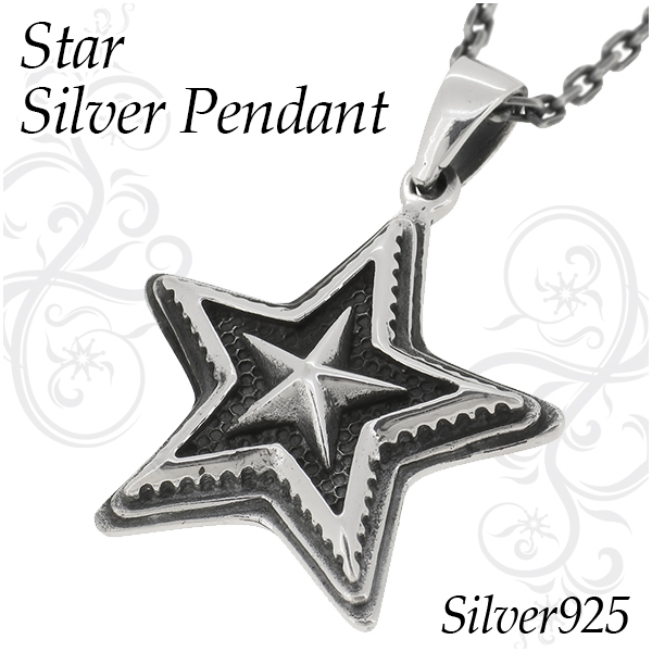 通販 激安 ラージ ワイルド スター シルバーペンダントトップ ペンダントヘッド ネックレス 925 シルバー チェーンなし メンズ