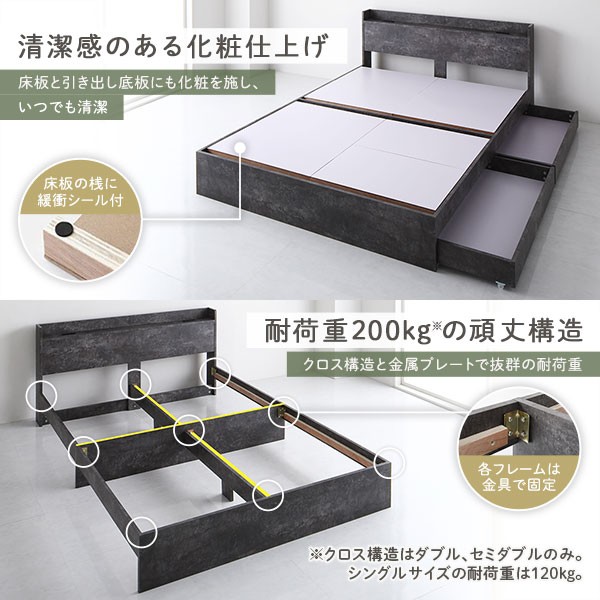 スタイリッシュ 収納ベッド シングルサイズ ボンネルコイルマットレス付き 引出し2杯付き 宮棚付き 二口コンセント付き 木目調 耐荷重200kg 頑丈構造 ブラック【ts】 カーテン選びの案内人 | ベッド ブラック シングル ボンネルコイルマットレス付きds-2151011 ...