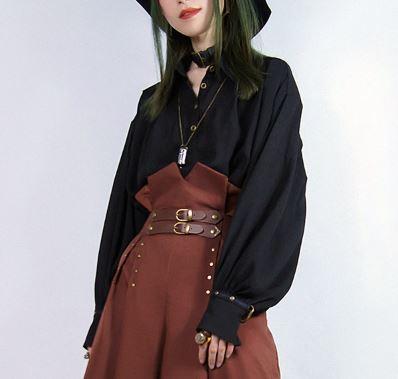 シャツ スチームパンク 春物 長袖 フリーサイズ カジュアル Vネック ボタン ロリータファッション ブラック ブラウスの通販はau Pay マーケット Hhcストア 商品ロットナンバー