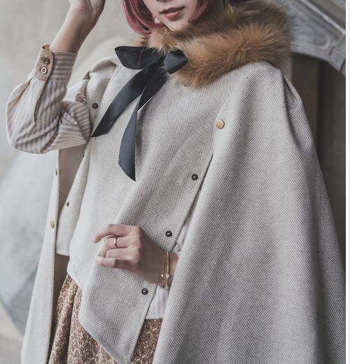 ロリータファッション コート ケープ オフホワイト リボン スチームパンク 秋冬 マント 春物 アウター ファー付きの通販はau Pay マーケット Hhcストア 商品ロットナンバー