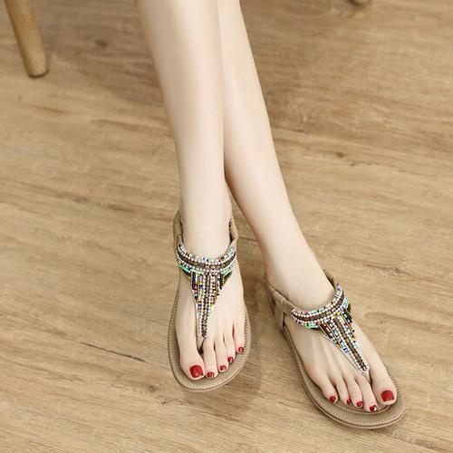 ビジュー Tストラップ サンダル エスニック エレガント カジュアル